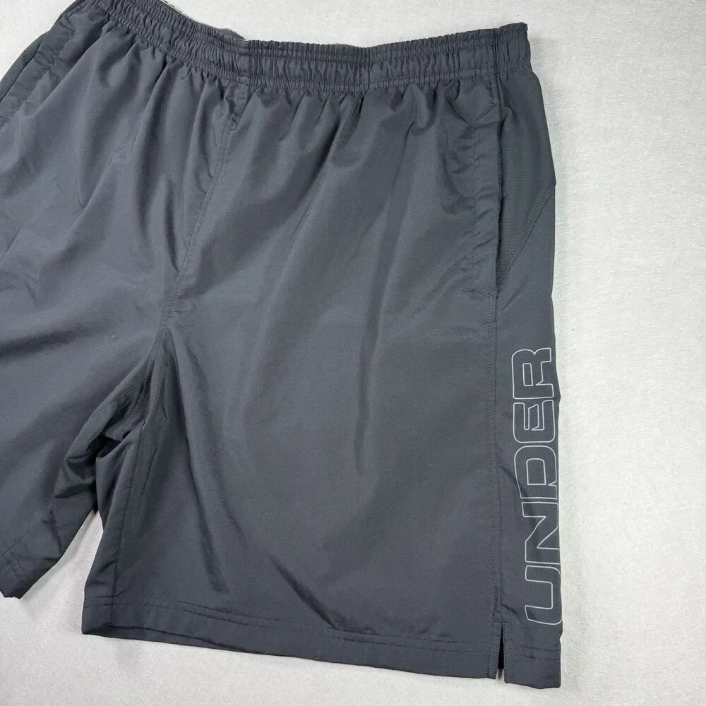 Under Armour Men's Athletic Shorts Black/Gray Size XXL Drawstring Elastic Waist